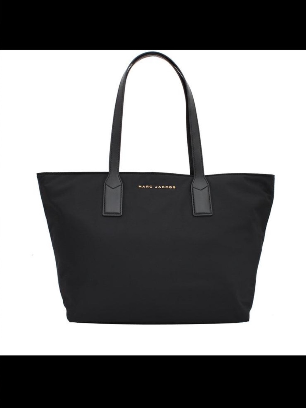 Marc Jacobs Black Nylon Wingman Tote with Gold Logo